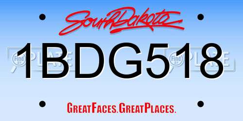 1BDG518 South Dakota License Plate