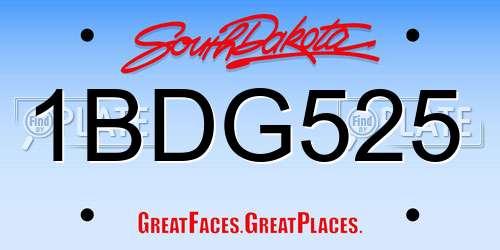 1BDG525 South Dakota License Plate