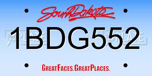 1BDG552 South Dakota License Plate