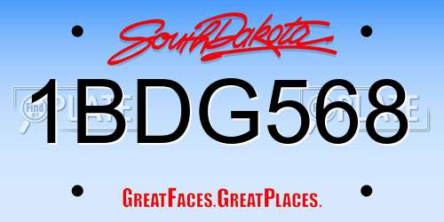 1BDG568 South Dakota License Plate