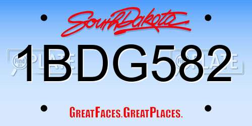 1BDG582 South Dakota License Plate
