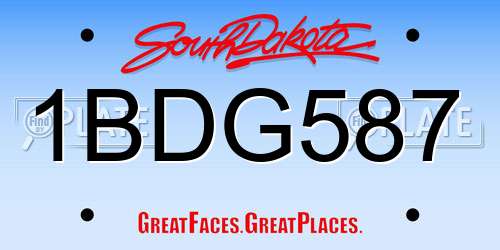1BDG587 South Dakota License Plate