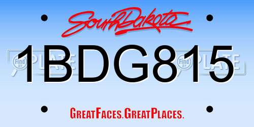 1BDG815 South Dakota License Plate