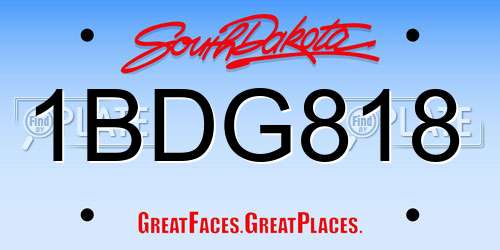 1BDG818 South Dakota License Plate