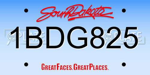 1BDG825 South Dakota License Plate