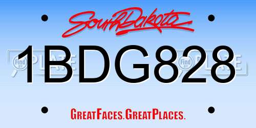 1BDG828 South Dakota License Plate