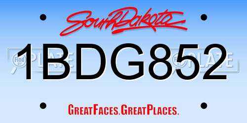 1BDG852 South Dakota License Plate