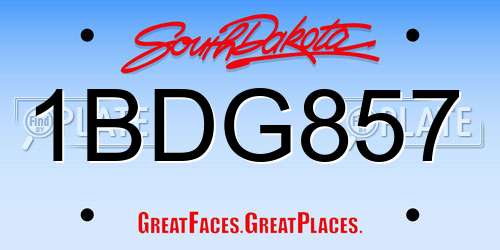 1BDG857 South Dakota License Plate