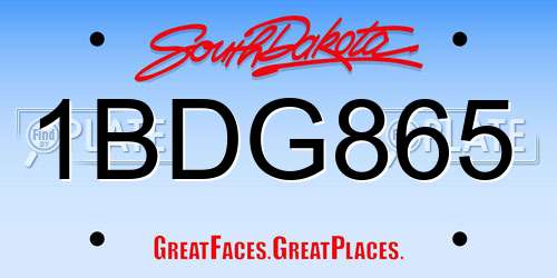 1BDG865 South Dakota License Plate