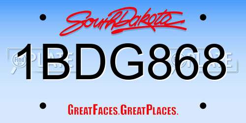 1BDG868 South Dakota License Plate