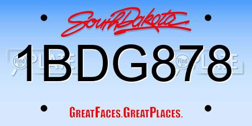 1BDG878 South Dakota License Plate