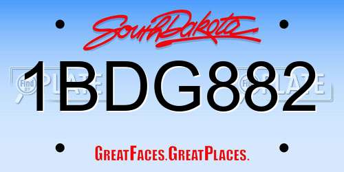 1BDG882 South Dakota License Plate