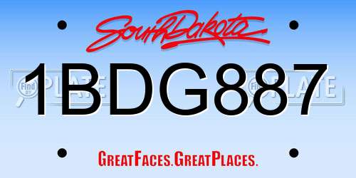 1BDG887 South Dakota License Plate