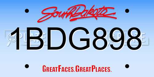 1BDG898 South Dakota License Plate