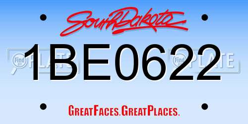1BE0622 South Dakota License Plate