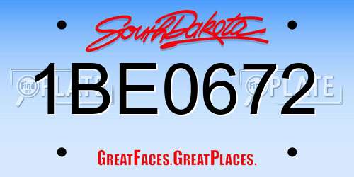 1BE0672 South Dakota License Plate