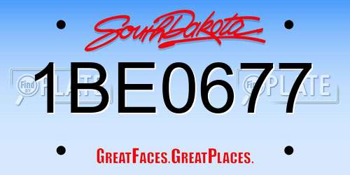 1BE0677 South Dakota License Plate