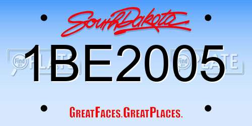 1BE2005 South Dakota License Plate