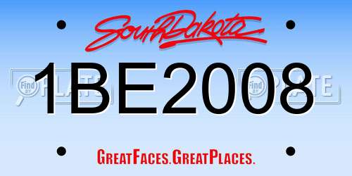 1BE2008 South Dakota License Plate