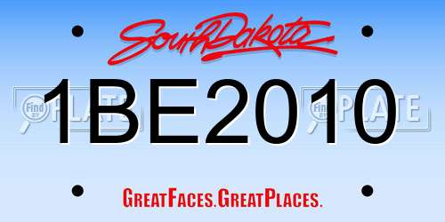 1BE2010 South Dakota License Plate