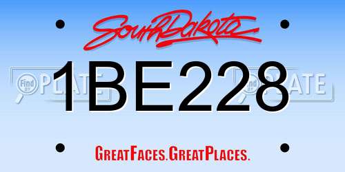 1BE228 South Dakota License Plate