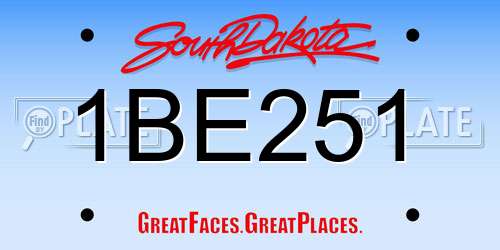 1BE251 South Dakota License Plate