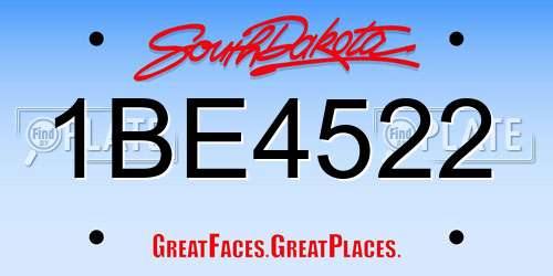 1BE4522 South Dakota License Plate