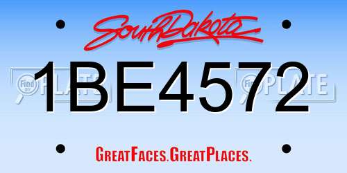 1BE4572 South Dakota License Plate