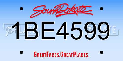 1BE4599 South Dakota License Plate