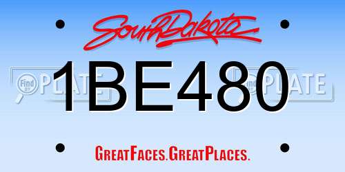 1BE480 South Dakota License Plate