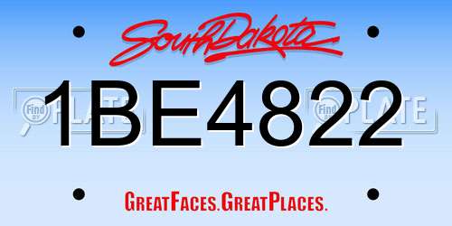 1BE4822 South Dakota License Plate