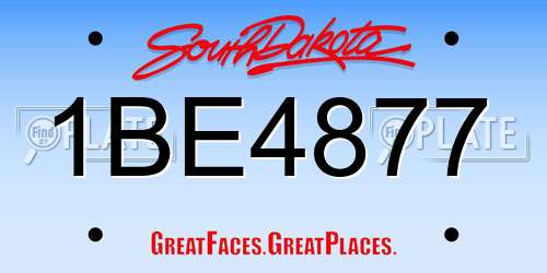 1BE4877 South Dakota License Plate