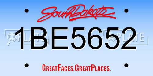 1BE5652 South Dakota License Plate