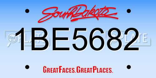 1BE5682 South Dakota License Plate