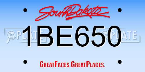 1BE650 South Dakota License Plate