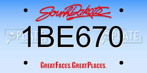 1BE670 South Dakota License Plate