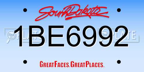 1BE6992 South Dakota License Plate