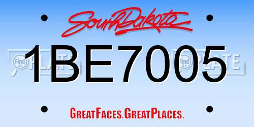 1BE7005 South Dakota License Plate