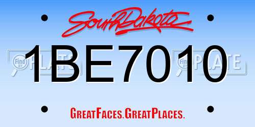 1BE7010 South Dakota License Plate
