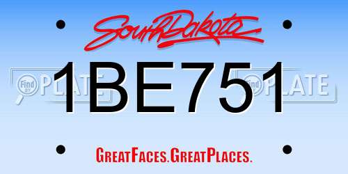 1BE751 South Dakota License Plate