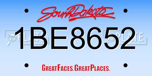 1BE8652 South Dakota License Plate
