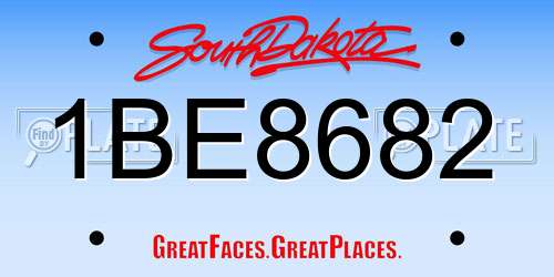 1BE8682 South Dakota License Plate