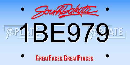 1BE979 South Dakota License Plate