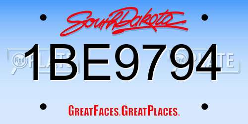 1BE9794 South Dakota License Plate