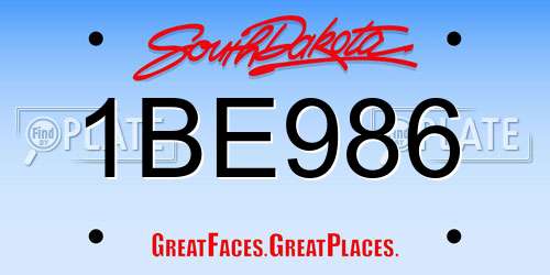 1BE986 South Dakota License Plate