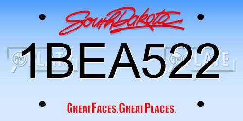 1BEA522 South Dakota License Plate