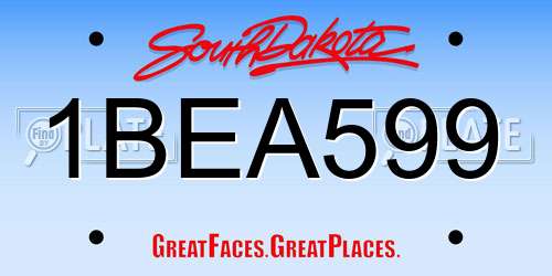 1BEA599 South Dakota License Plate