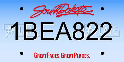 1BEA822 South Dakota License Plate