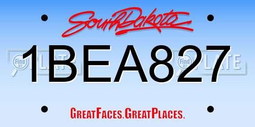 1BEA827 South Dakota License Plate