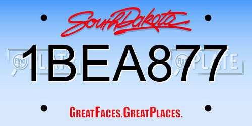 1BEA877 South Dakota License Plate